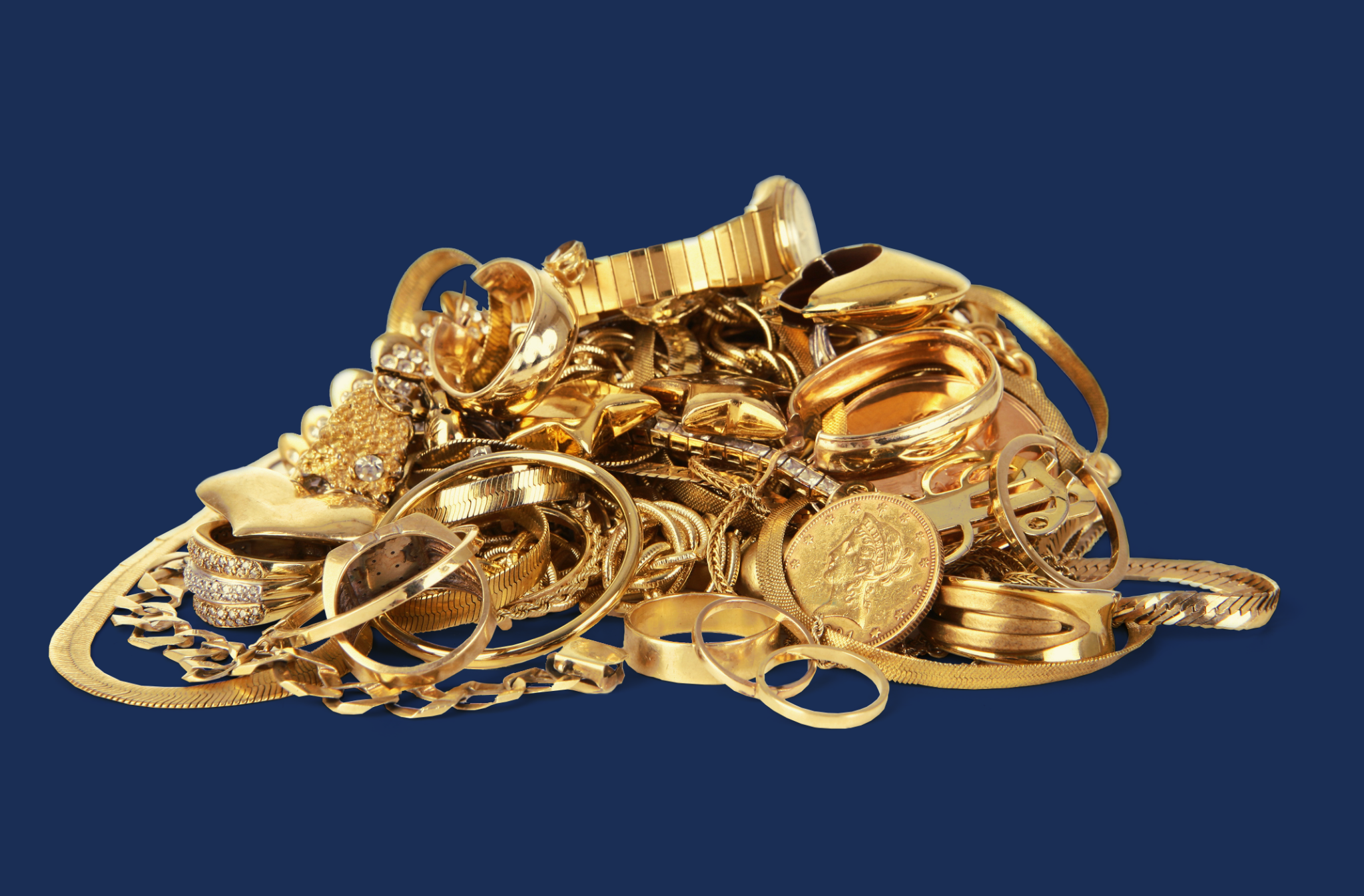 Gold jewelry and coins
